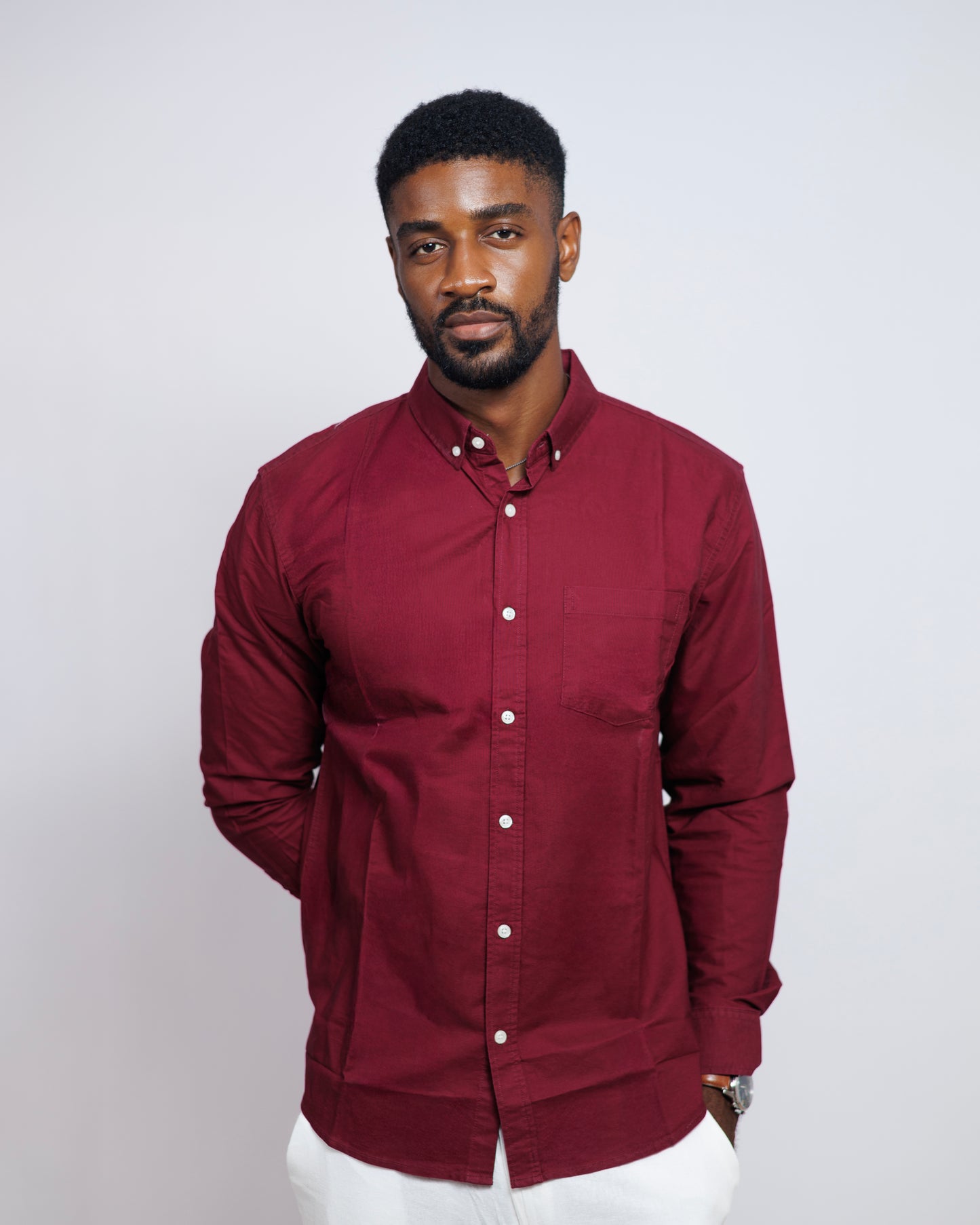 Classic Oxford Collar Shirt in Burgundy