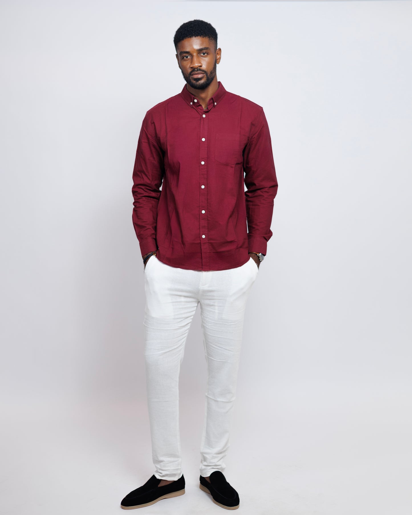 Classic Oxford Collar Shirt in Burgundy