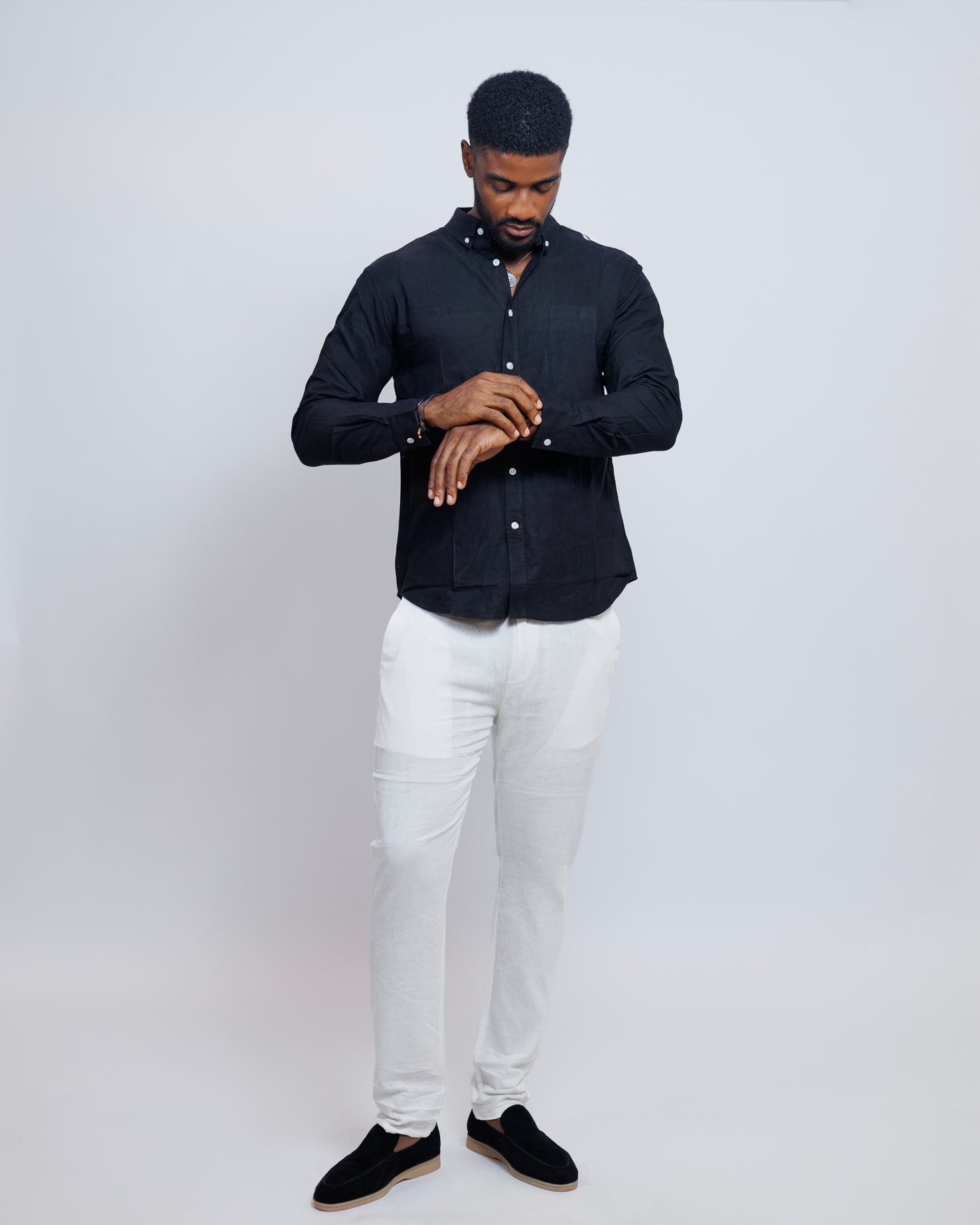Classic Oxford Collar Shirt in Black