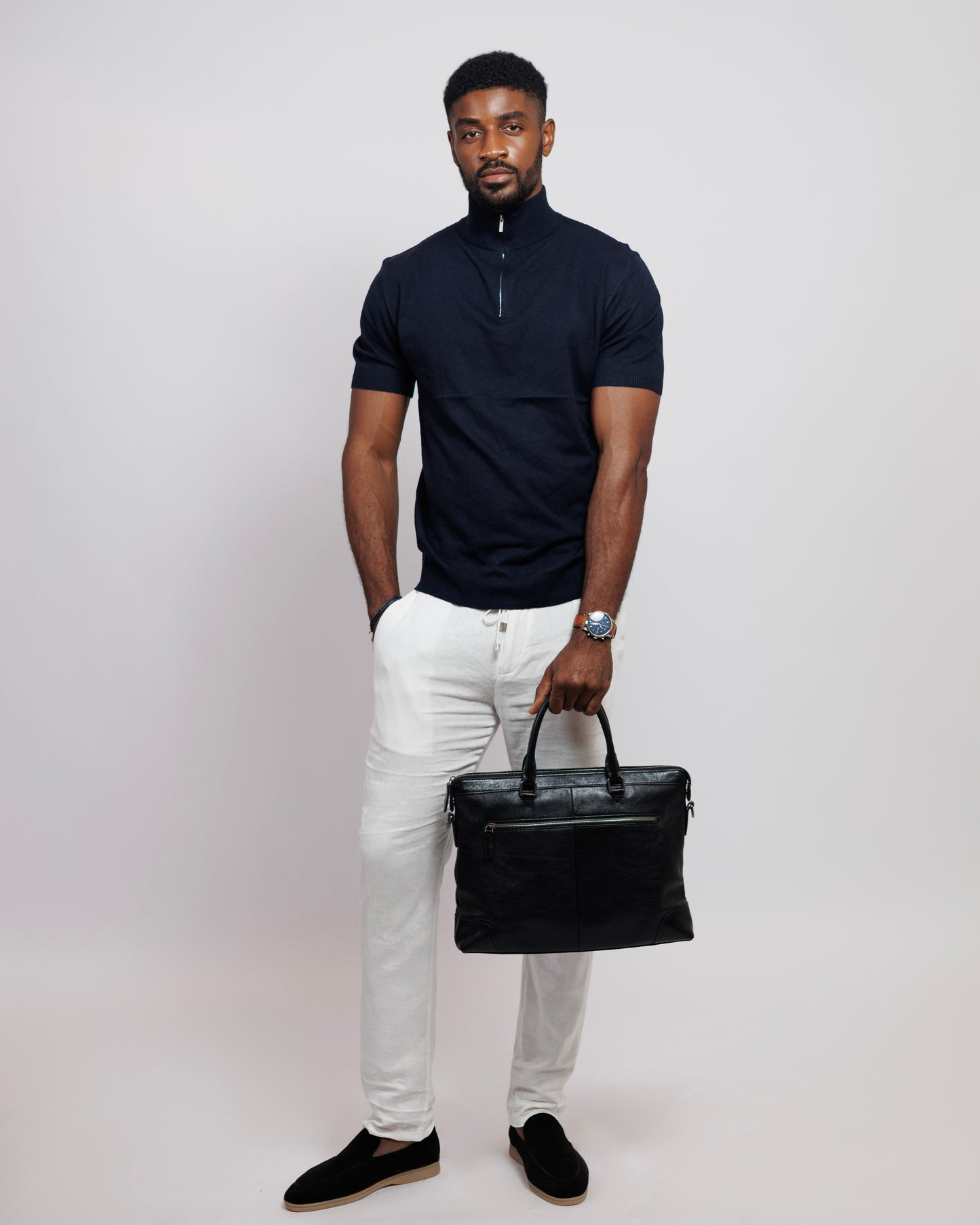 OOD Half Zip Polo Shirt in Deep Blue