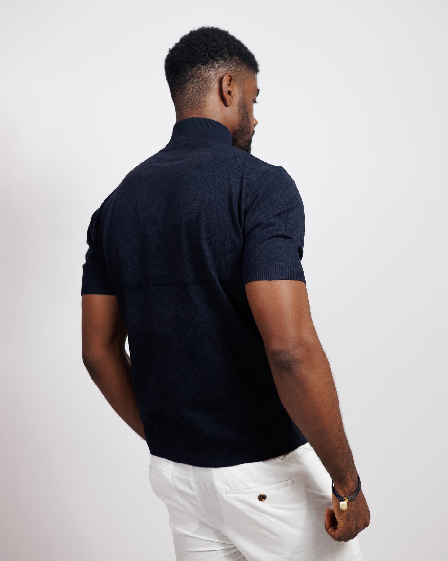 OOD Half Zip Polo Shirt in Deep Blue