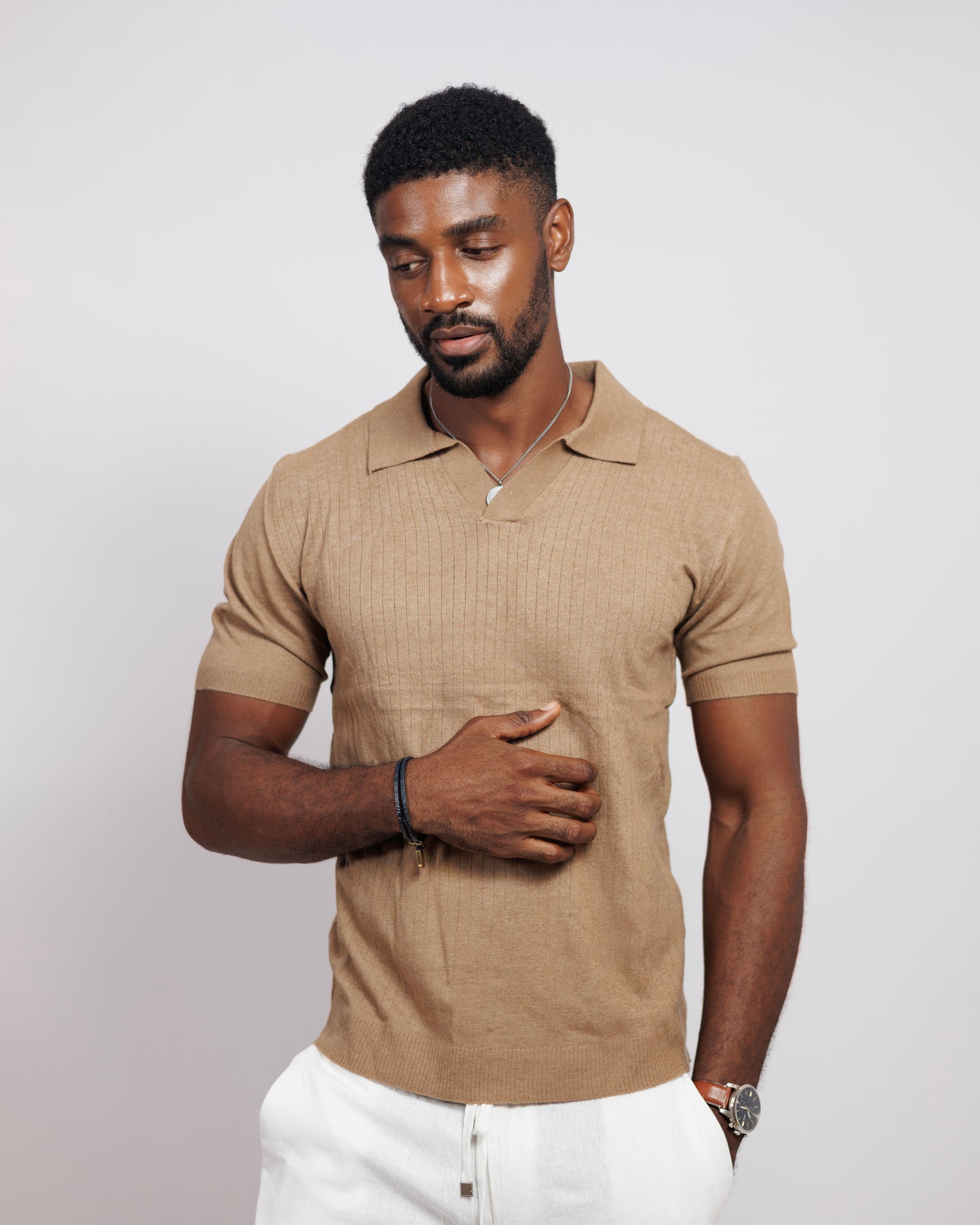 OOD Revere Polo Shirt in Camel Brown