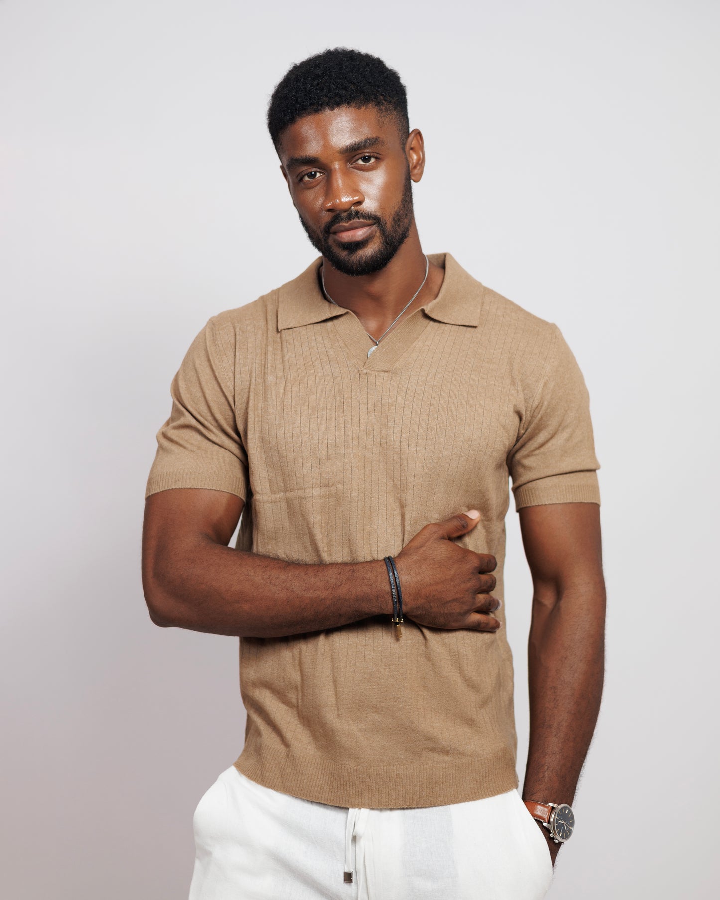 OOD Revere Polo Shirt in Camel Brown