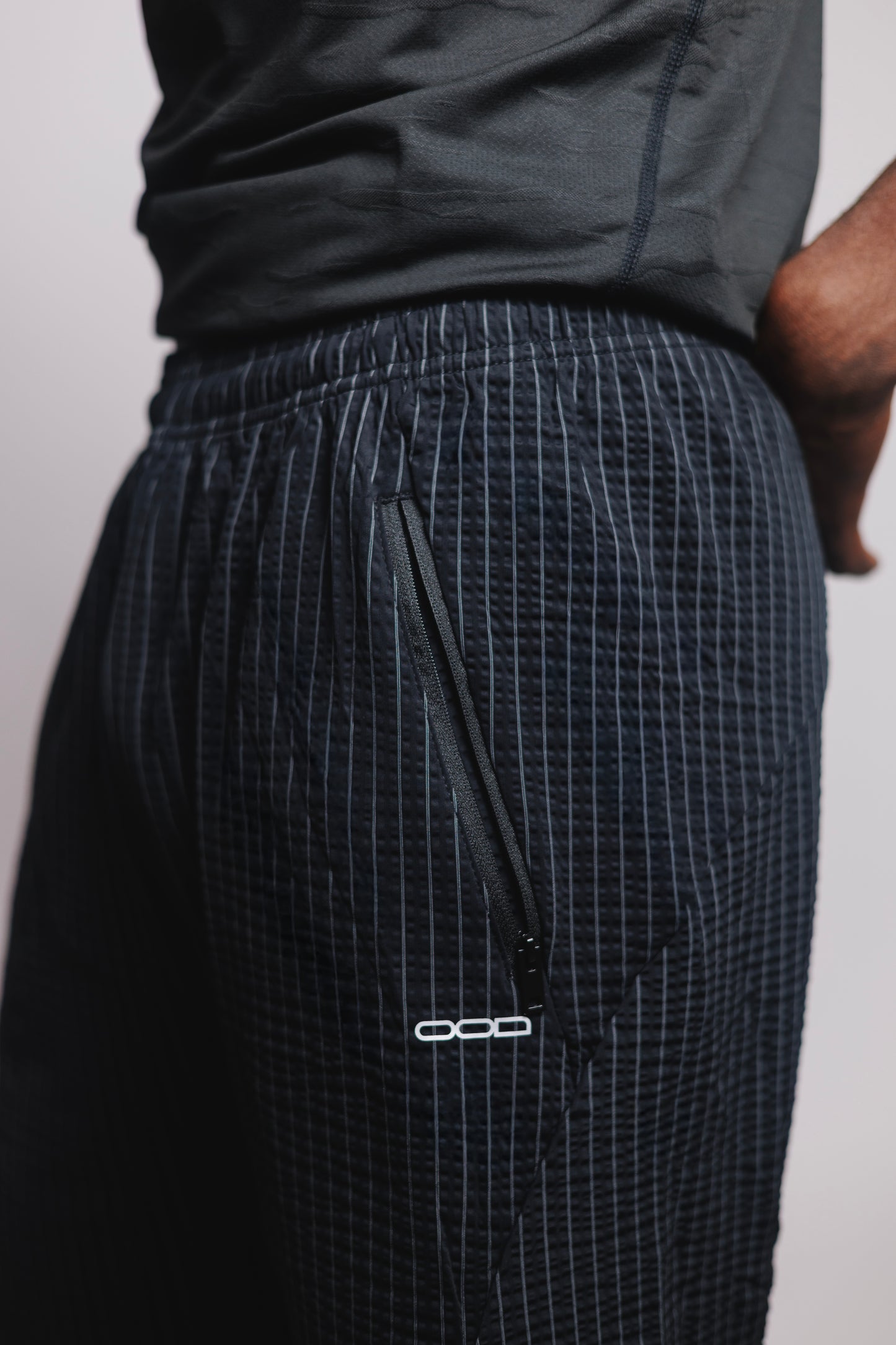 OOD Activ Pinstripe shorts in Jet Black
