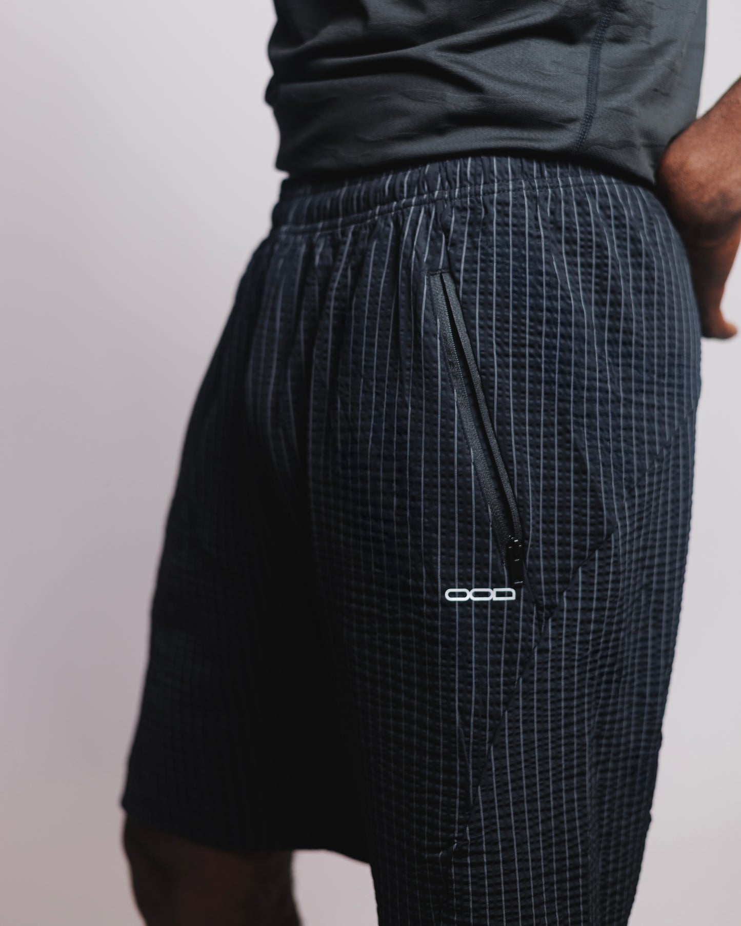 OOD Activ Pinstripe shorts in Jet Black