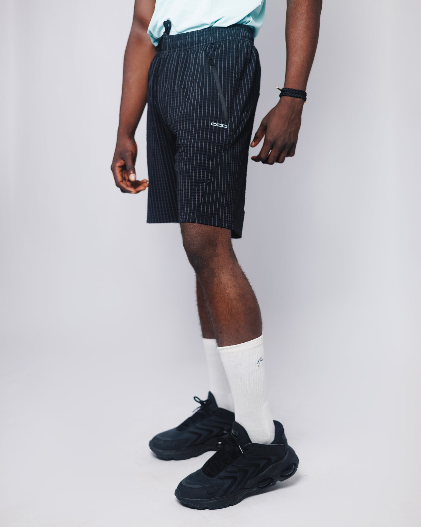 OOD Activ Pinstripe shorts in Jet Black