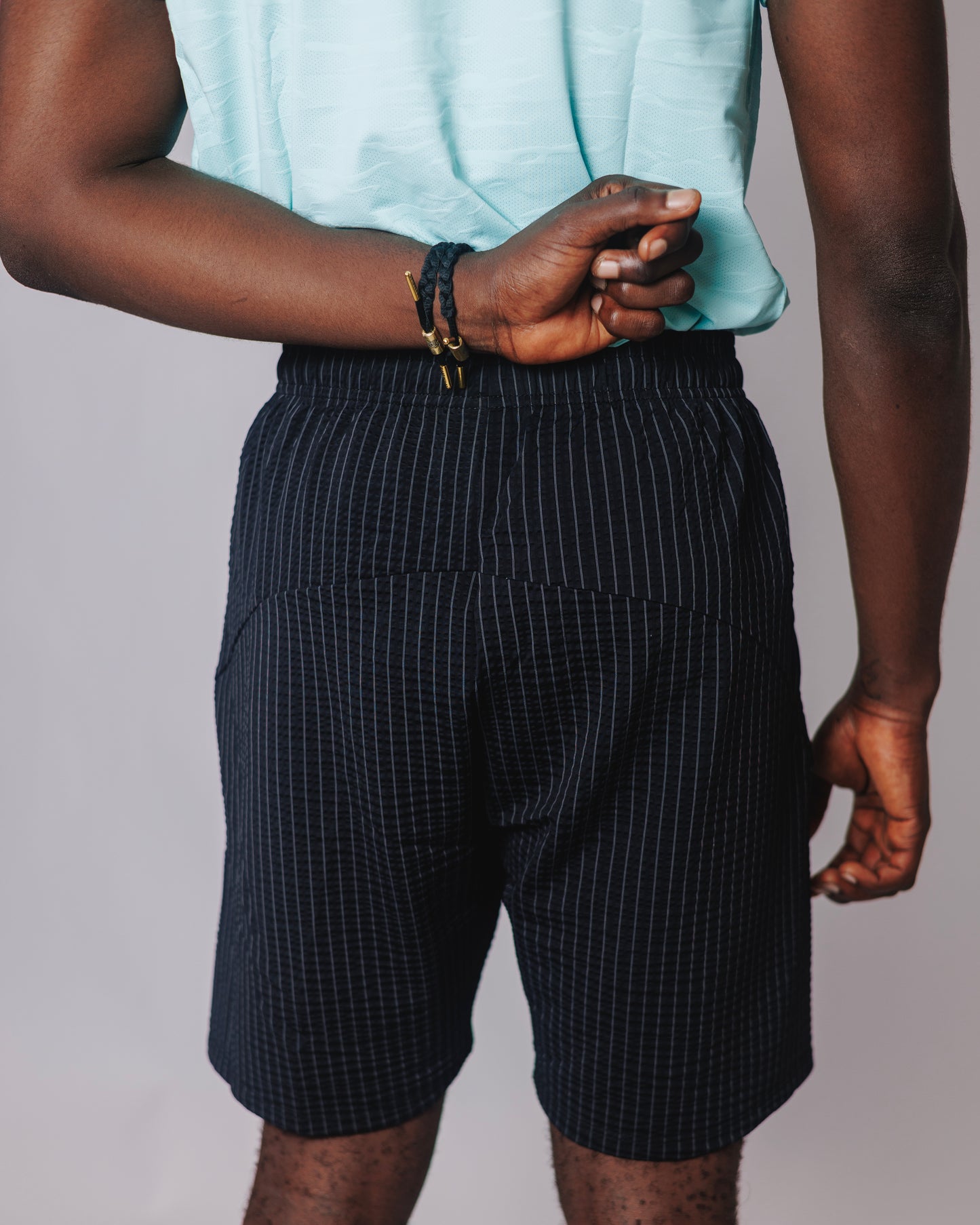OOD Activ Pinstripe shorts in Jet Black