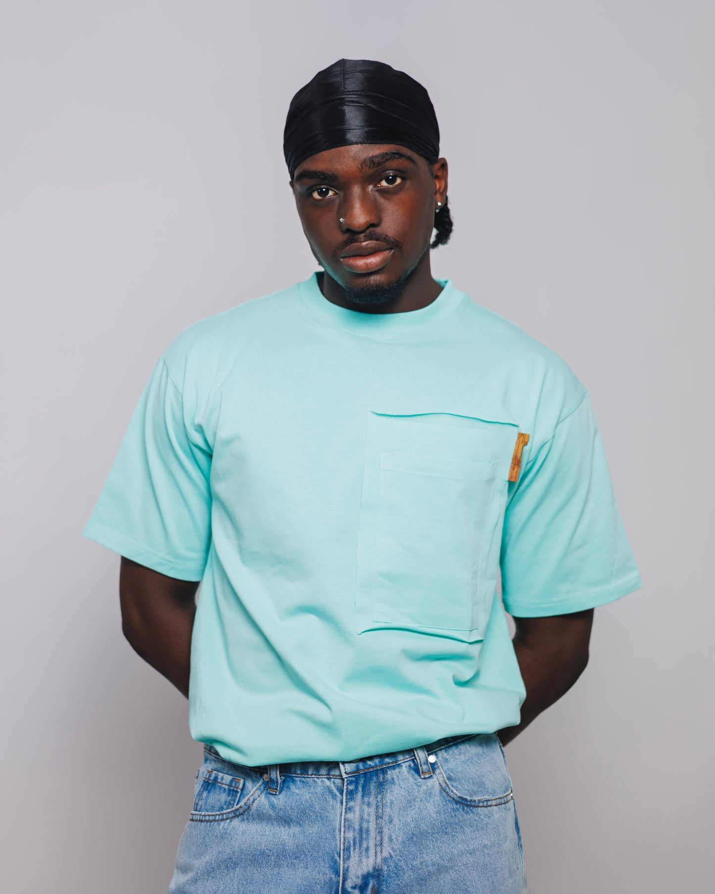 Old Eagle Relaxed Utility Pocket Tee in Glacier Blue