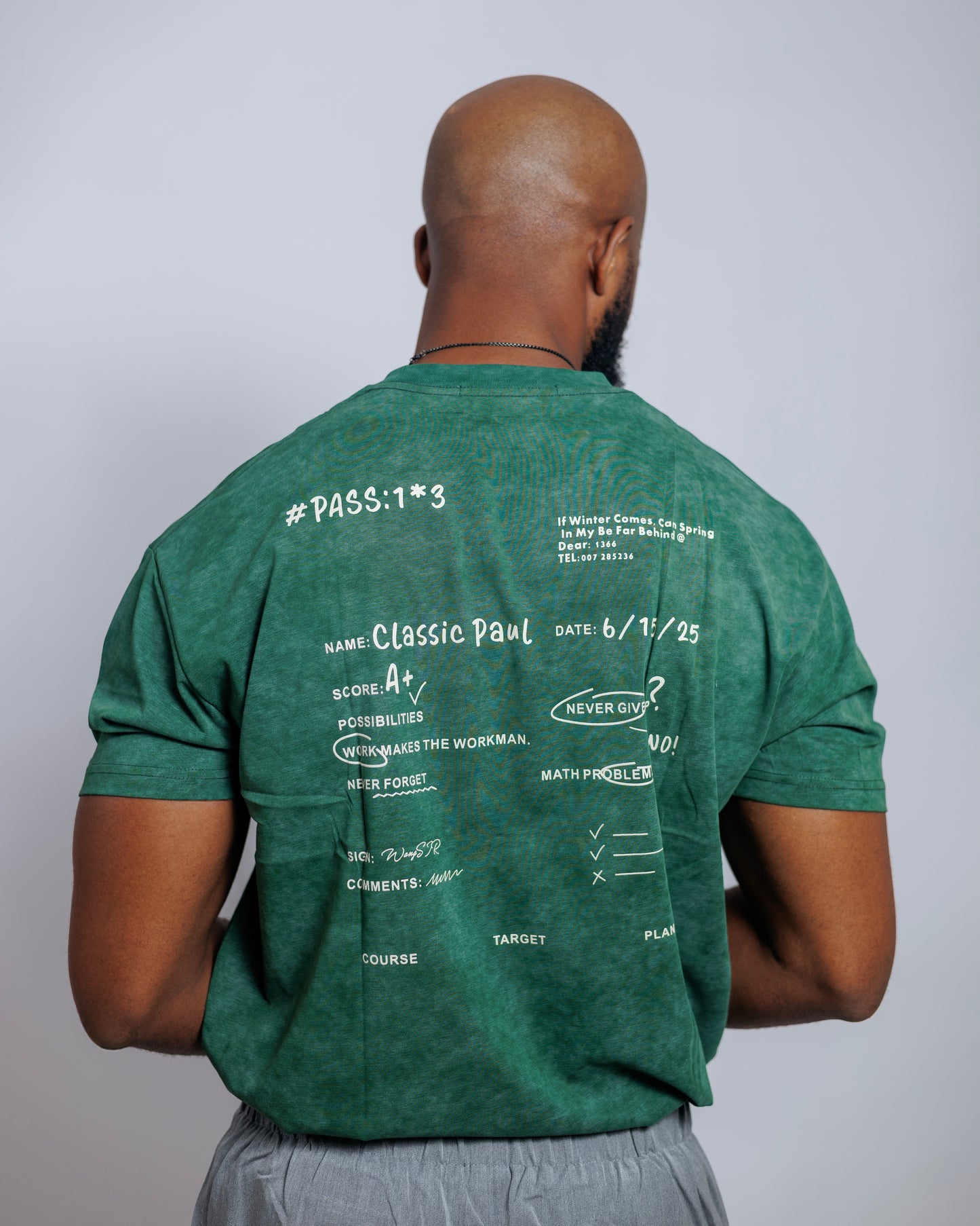 OOD Washed Slogan Tee in Forest Green