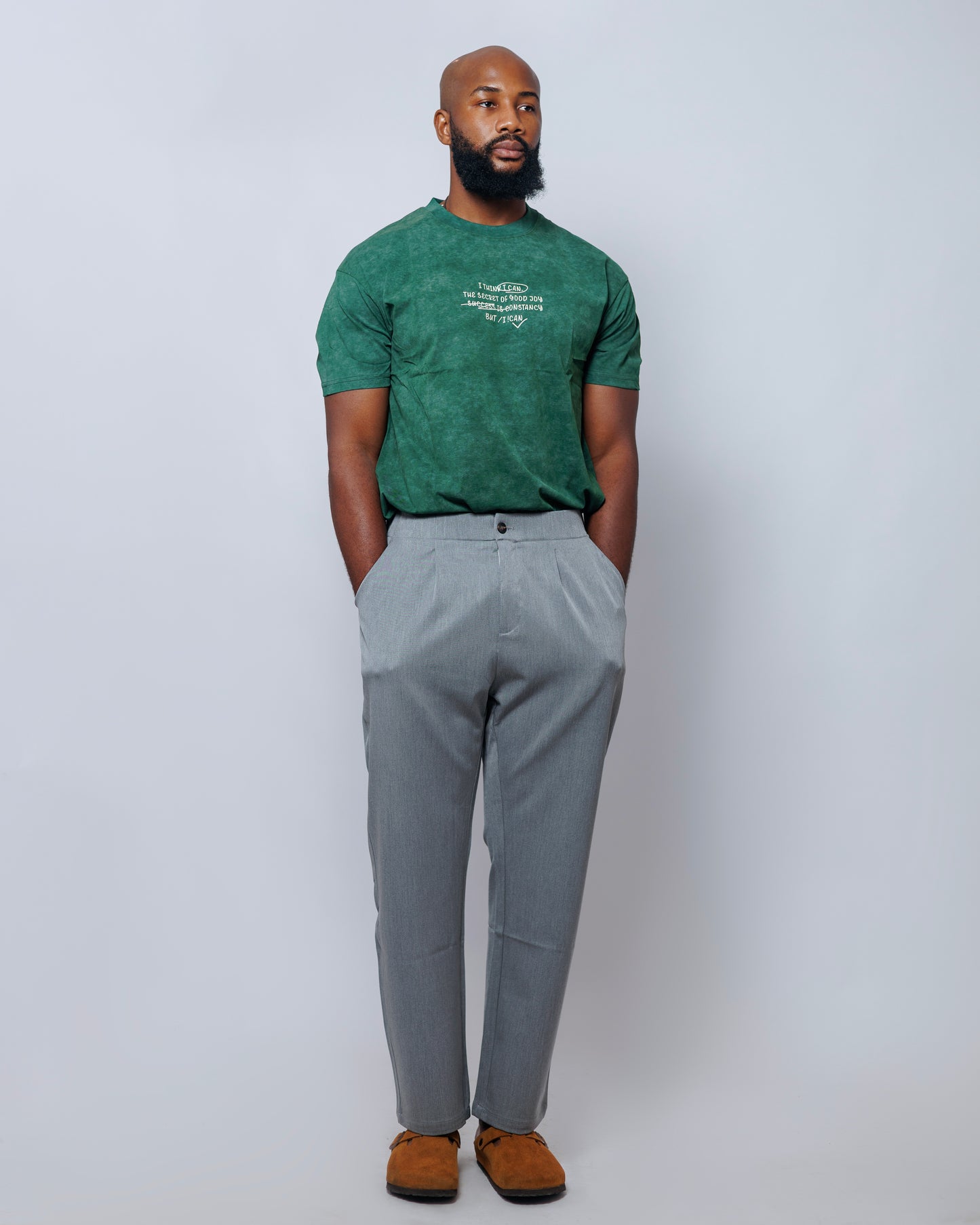 OOD Washed Slogan Tee in Forest Green