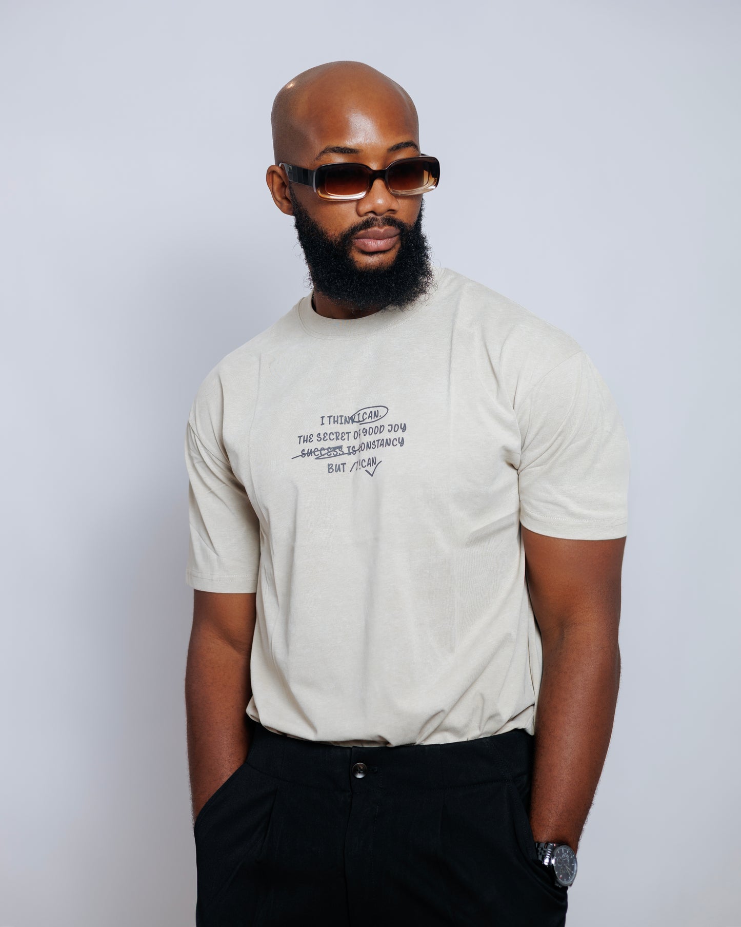 OOD Washed Slogan Tee in Ecru