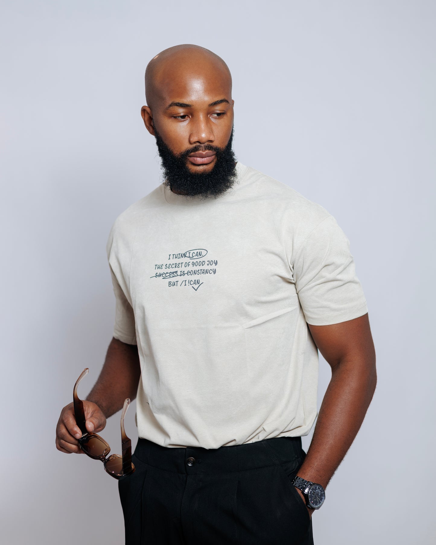 OOD Washed Slogan Tee in Ecru