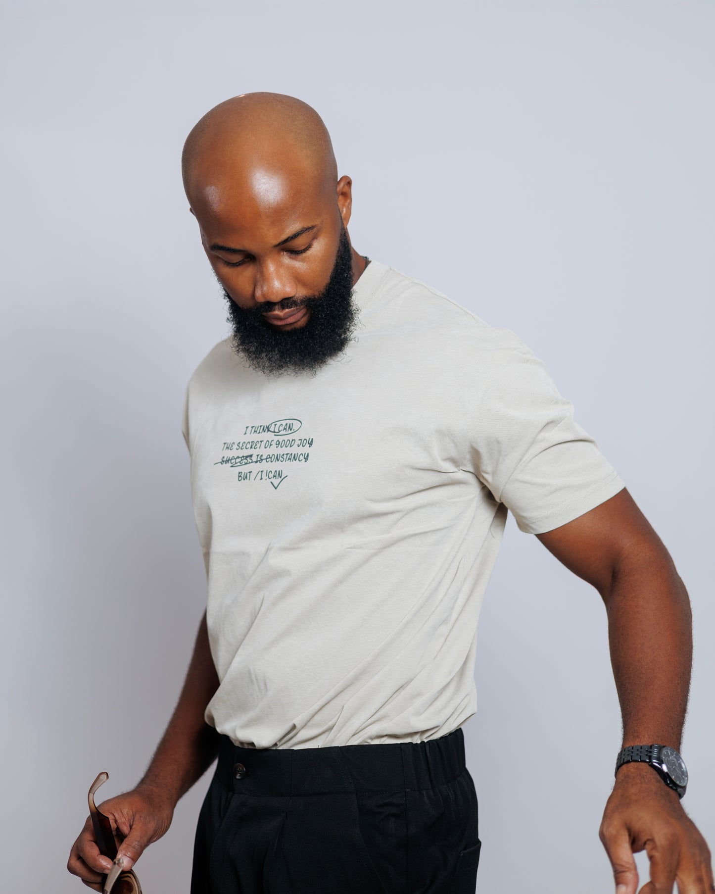 OOD Washed Slogan Tee in Ecru