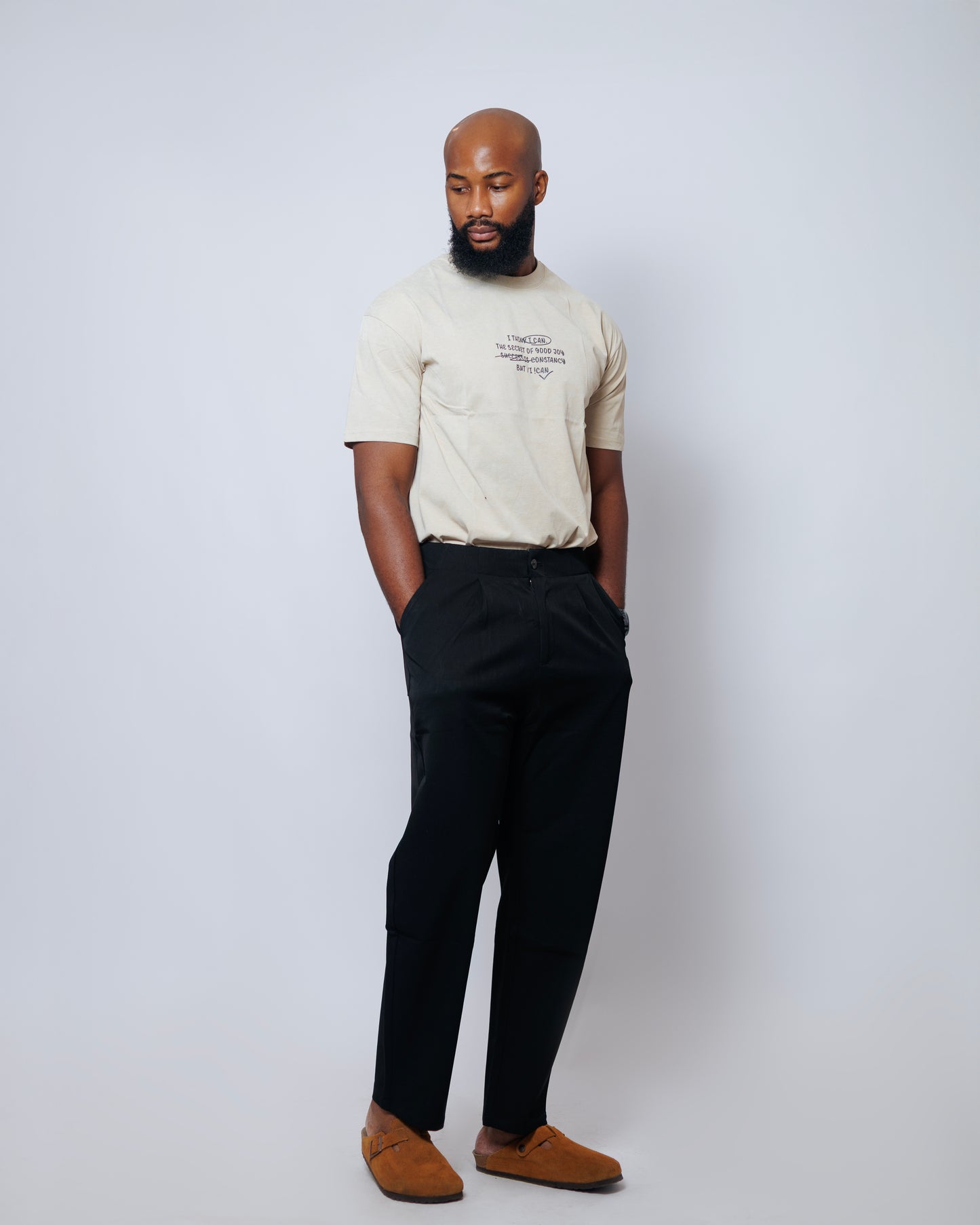 OOD Washed Slogan Tee in Ecru
