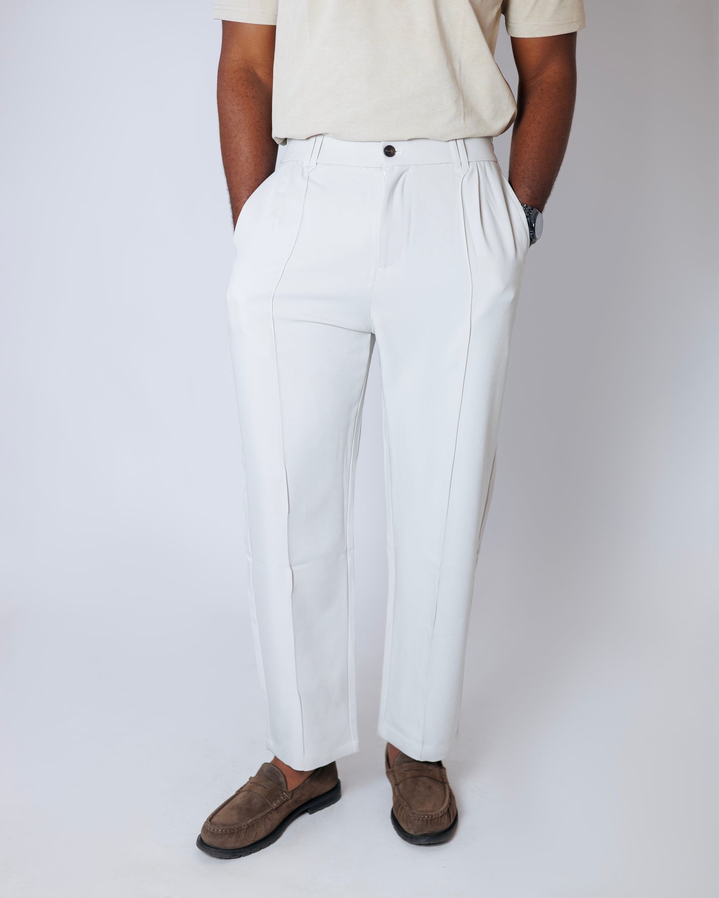 OOD Pleated Trousers in Classic White