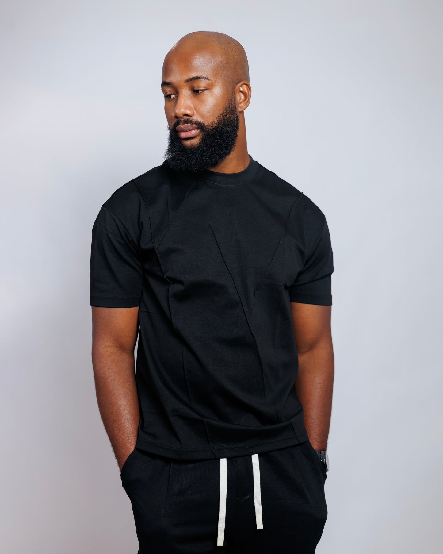 OOD Panel Detail Tee in Jet Black