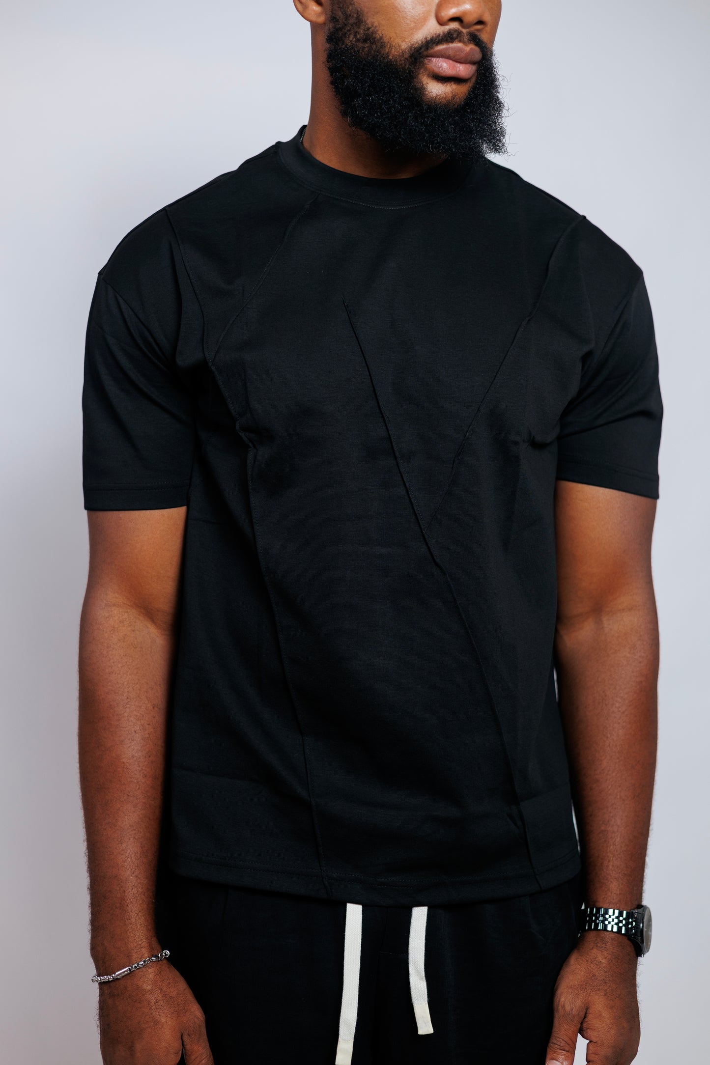 OOD Panel Detail Tee in Jet Black