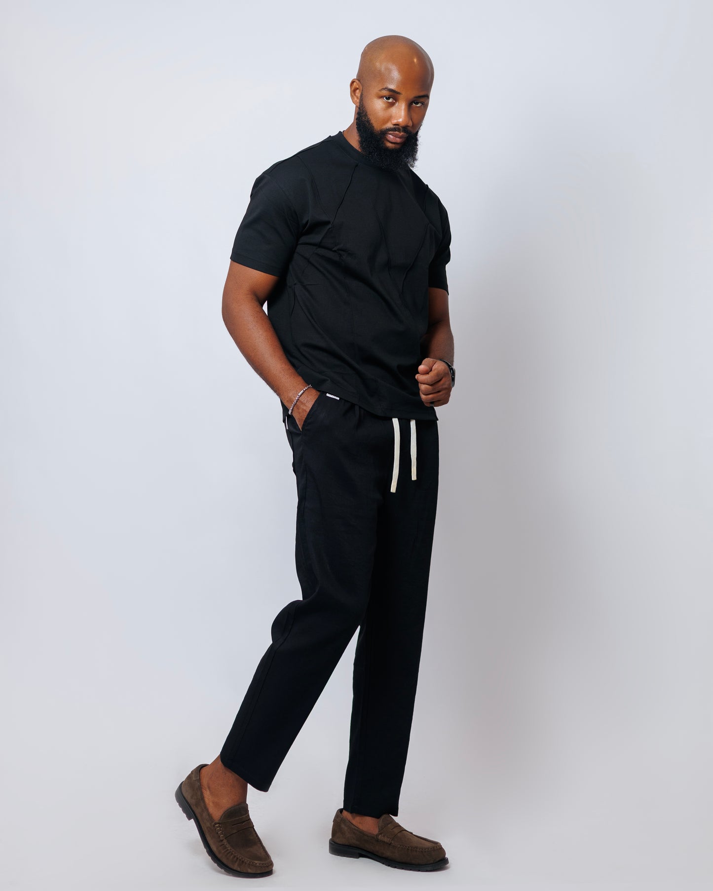 OOD Panel Detail Tee in Jet Black