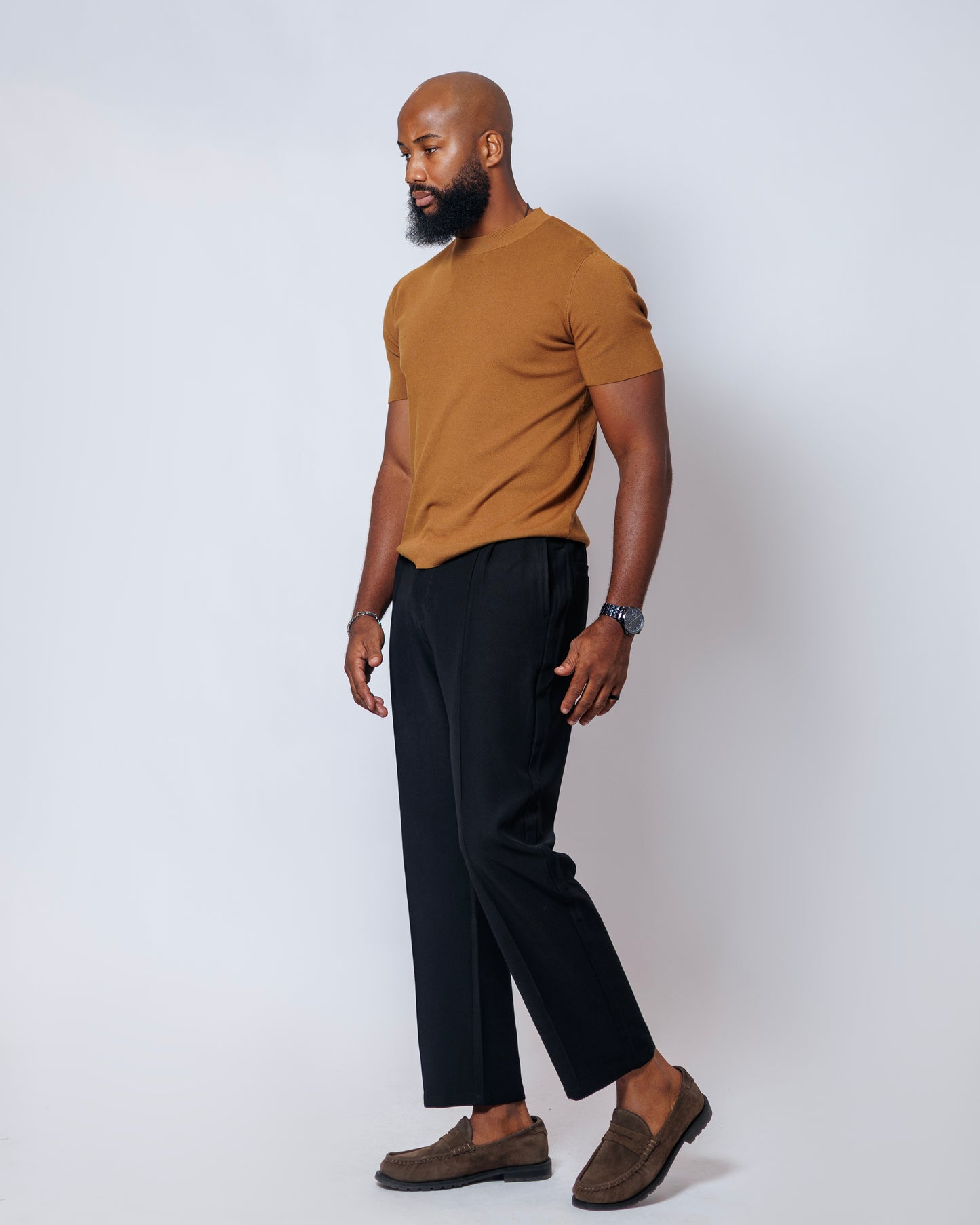 OOD Knit Crew Tee in Tan Brown