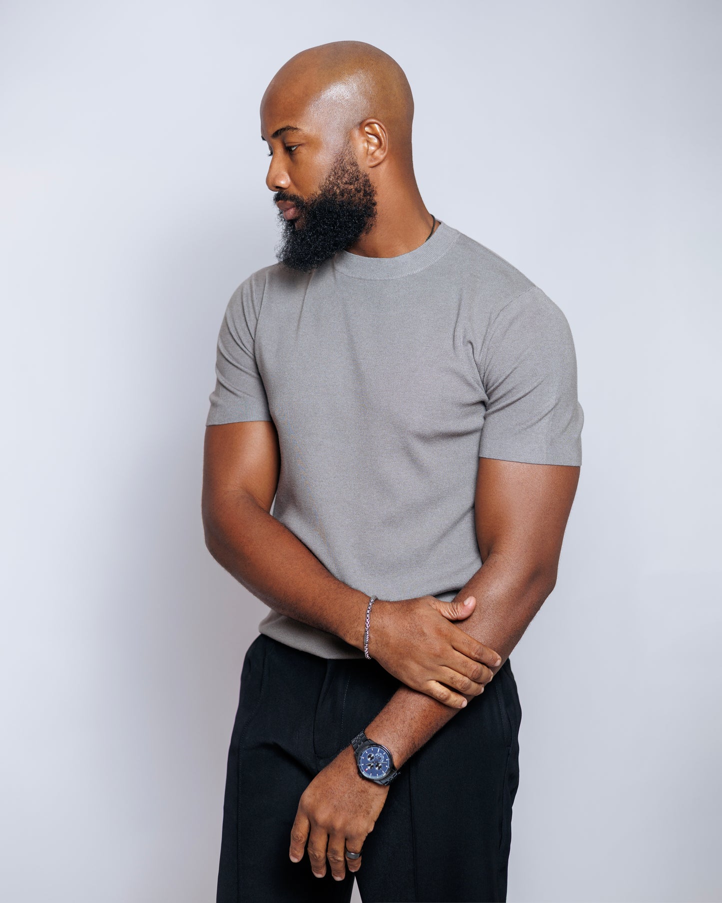 OOD Knit Crew Tee in Ash Grey