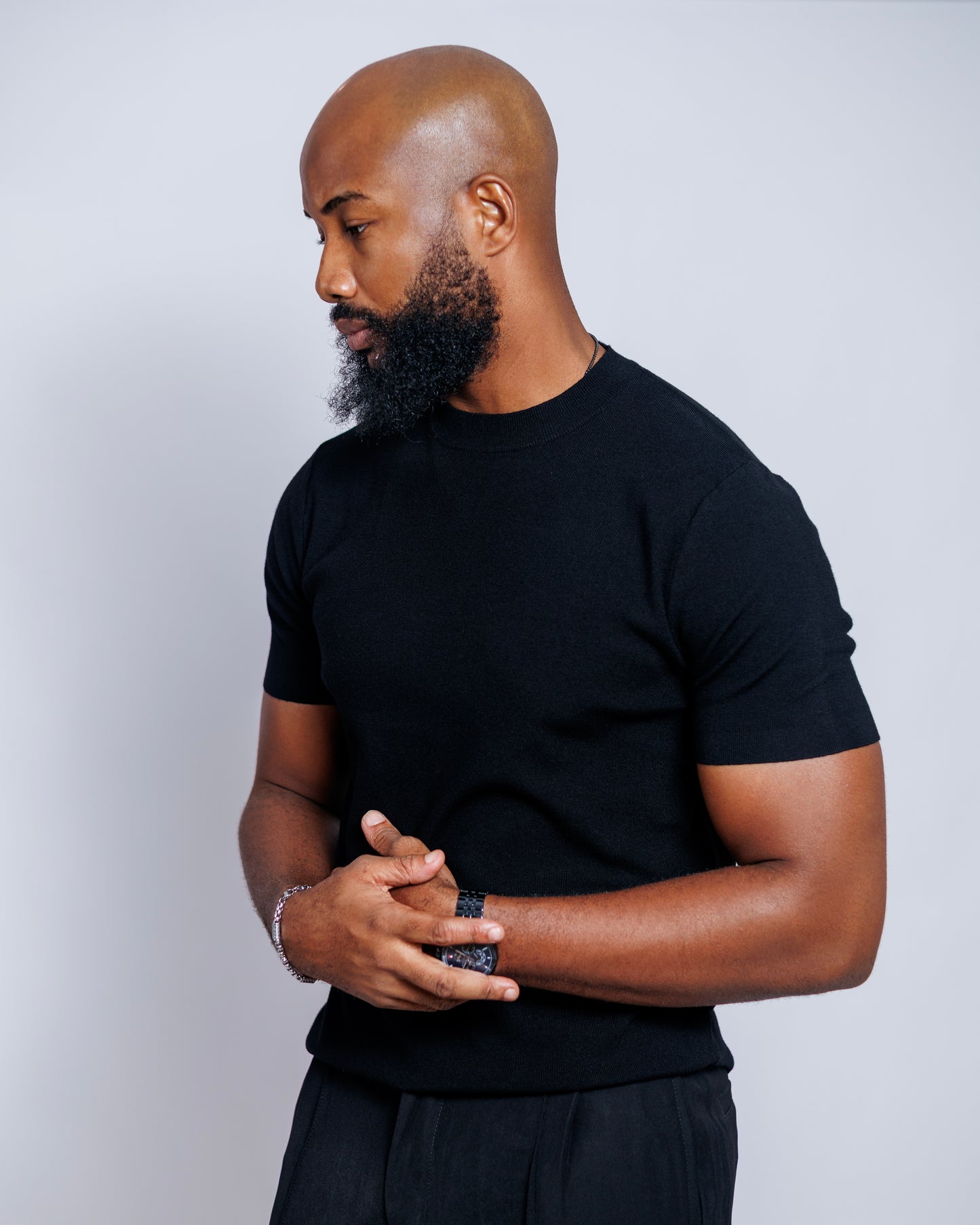 OOD Knit Crew Tee in Jet Black