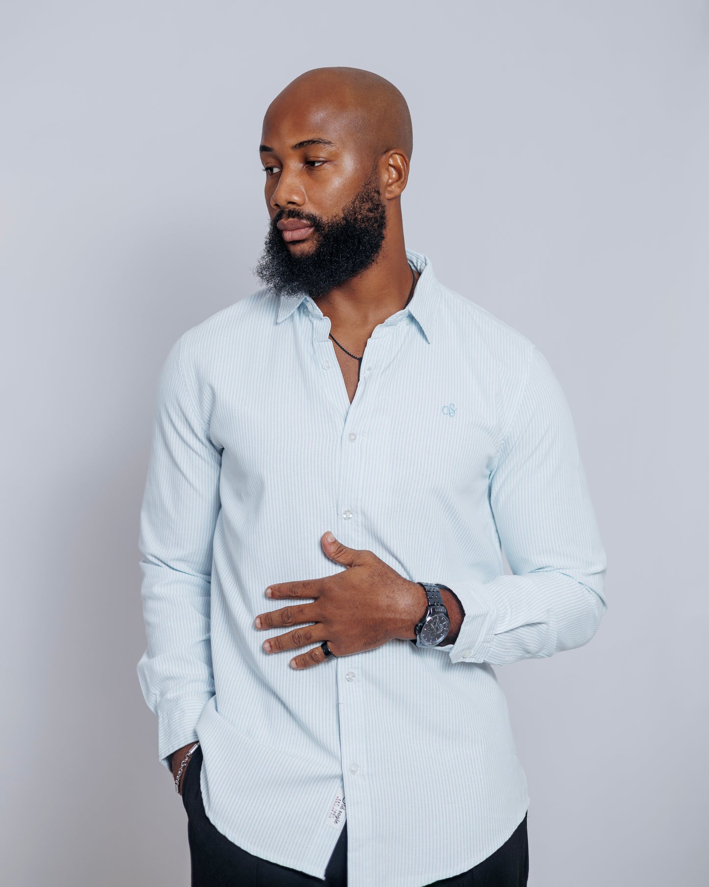 Old Eagle Pinstripe Shirt in Sky Blue