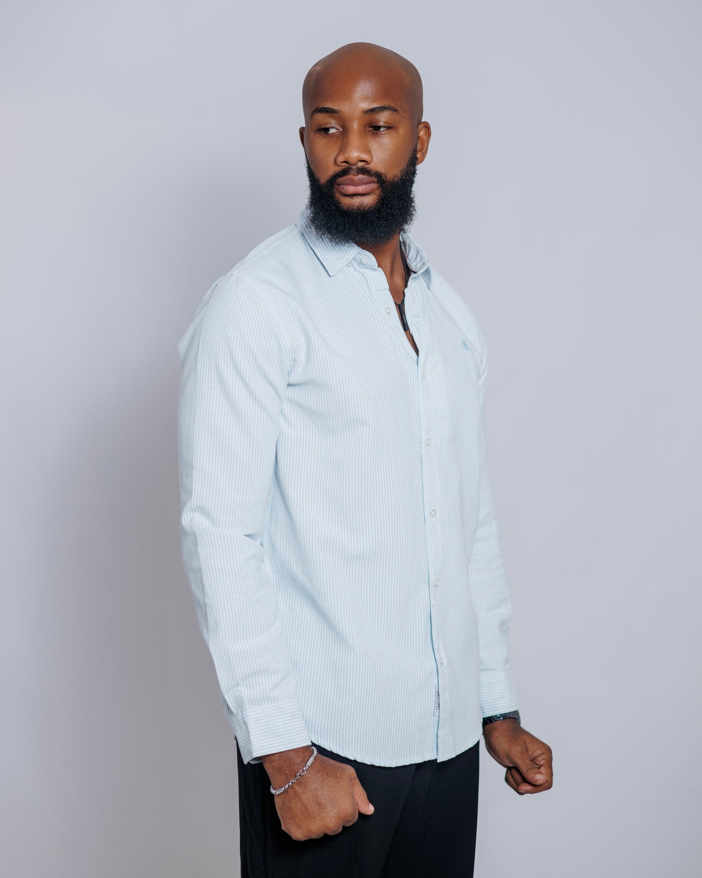 Old Eagle Pinstripe Shirt in Sky Blue