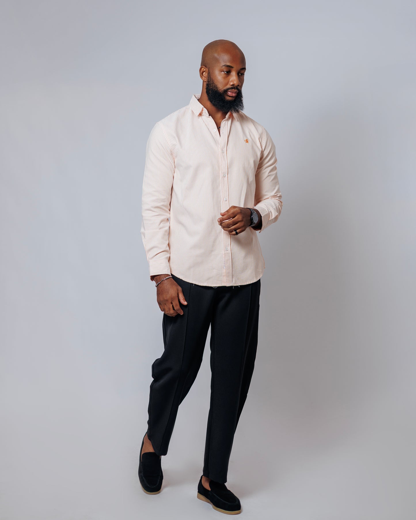 Old Eagle Pinstripe Shirt in Peach
