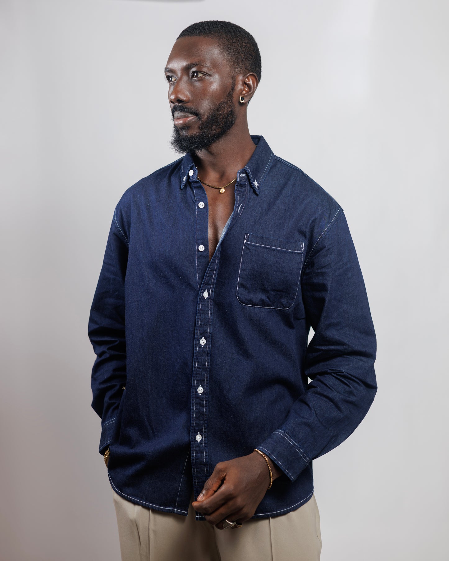 Ood Denim Shirt in Dark Wash