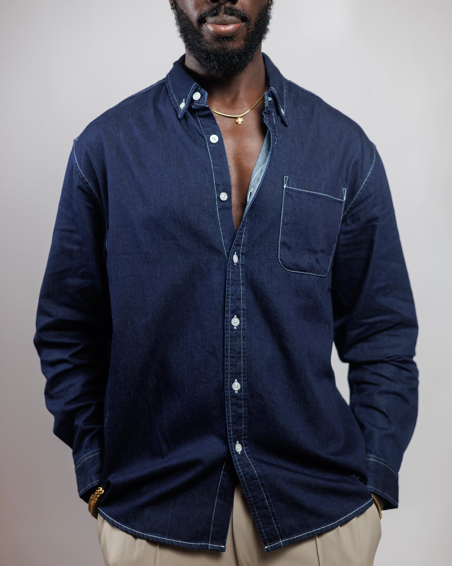 Ood Denim Shirt in Dark Wash