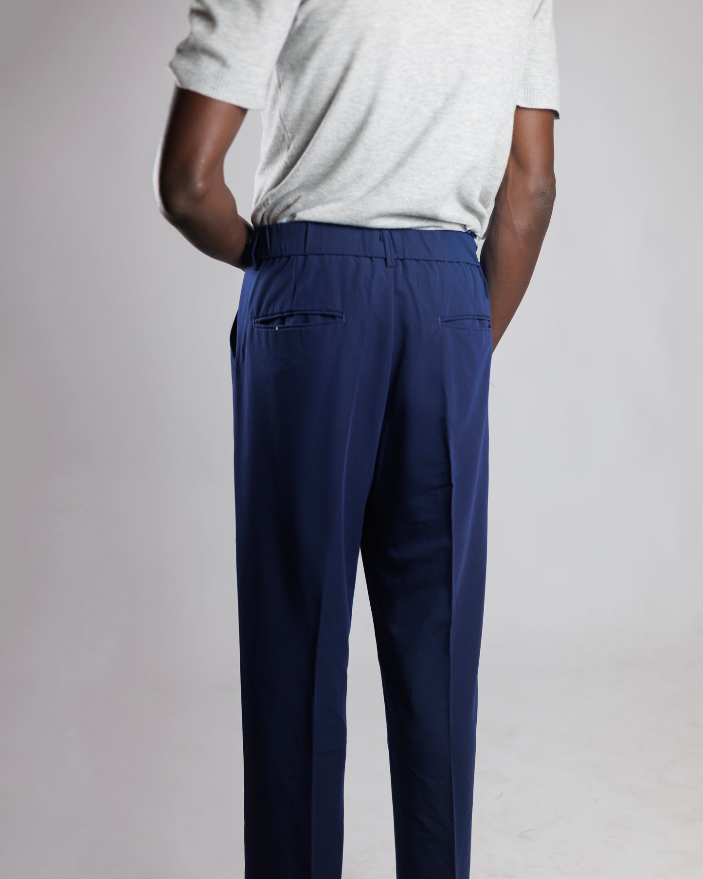 O' Bro Wide Leg Tailored Trousers in Ink Blue