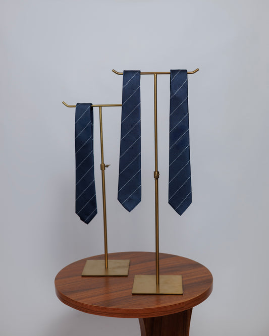 Ood Silk Tie in Navy Pinstripe
