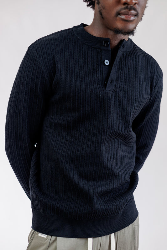 Vogue Ribbed Henley Sweatshirt