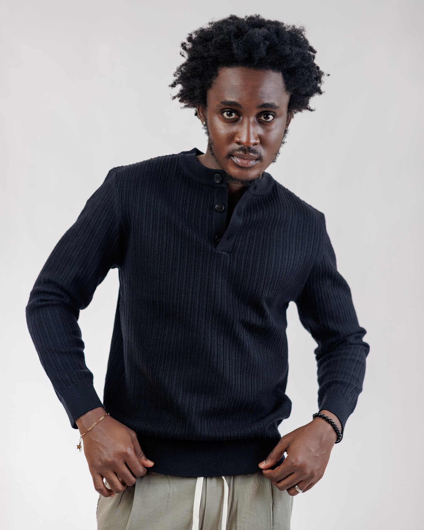 Vogue Ribbed Henley Sweatshirt