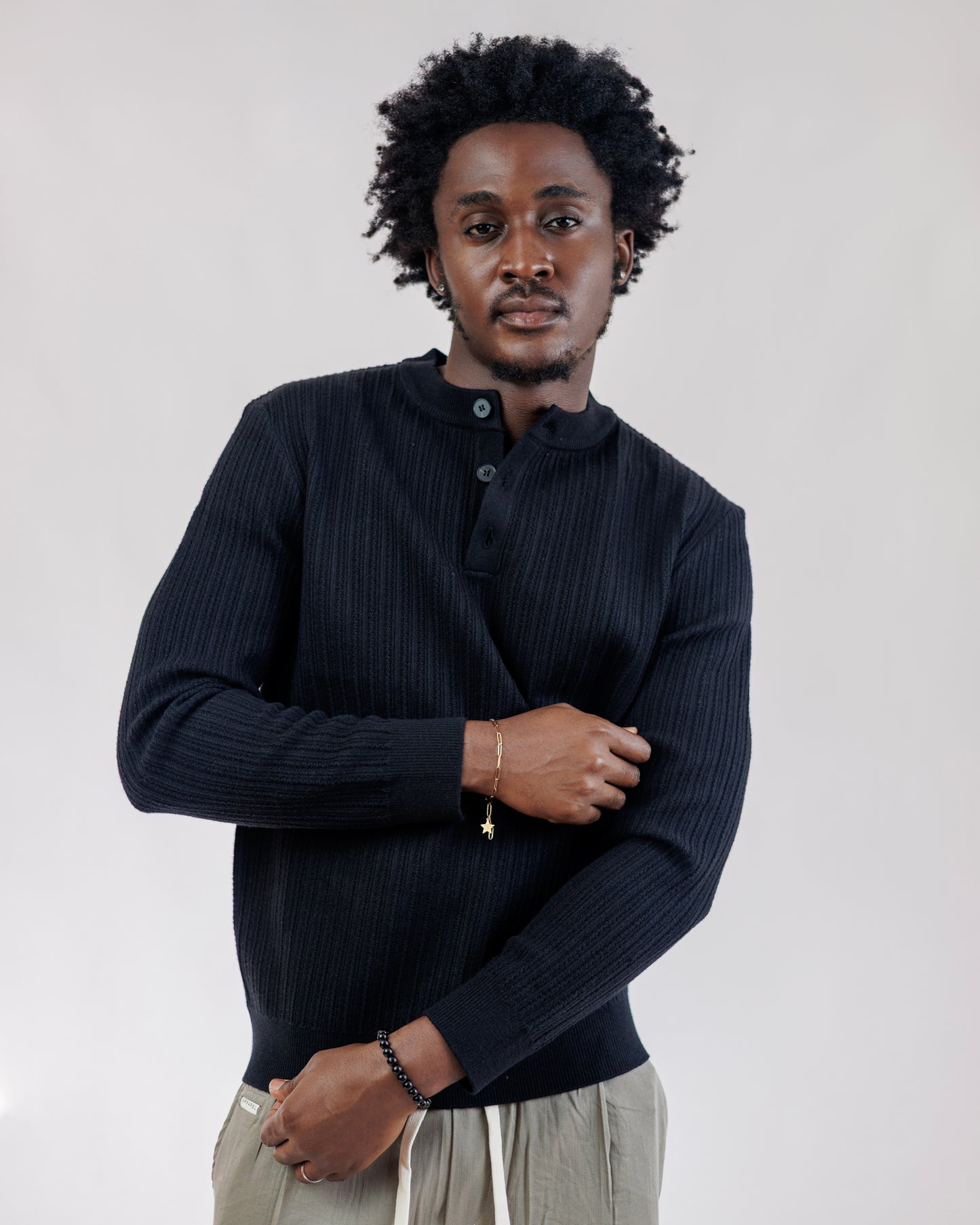 Vogue Ribbed Henley Sweatshirt