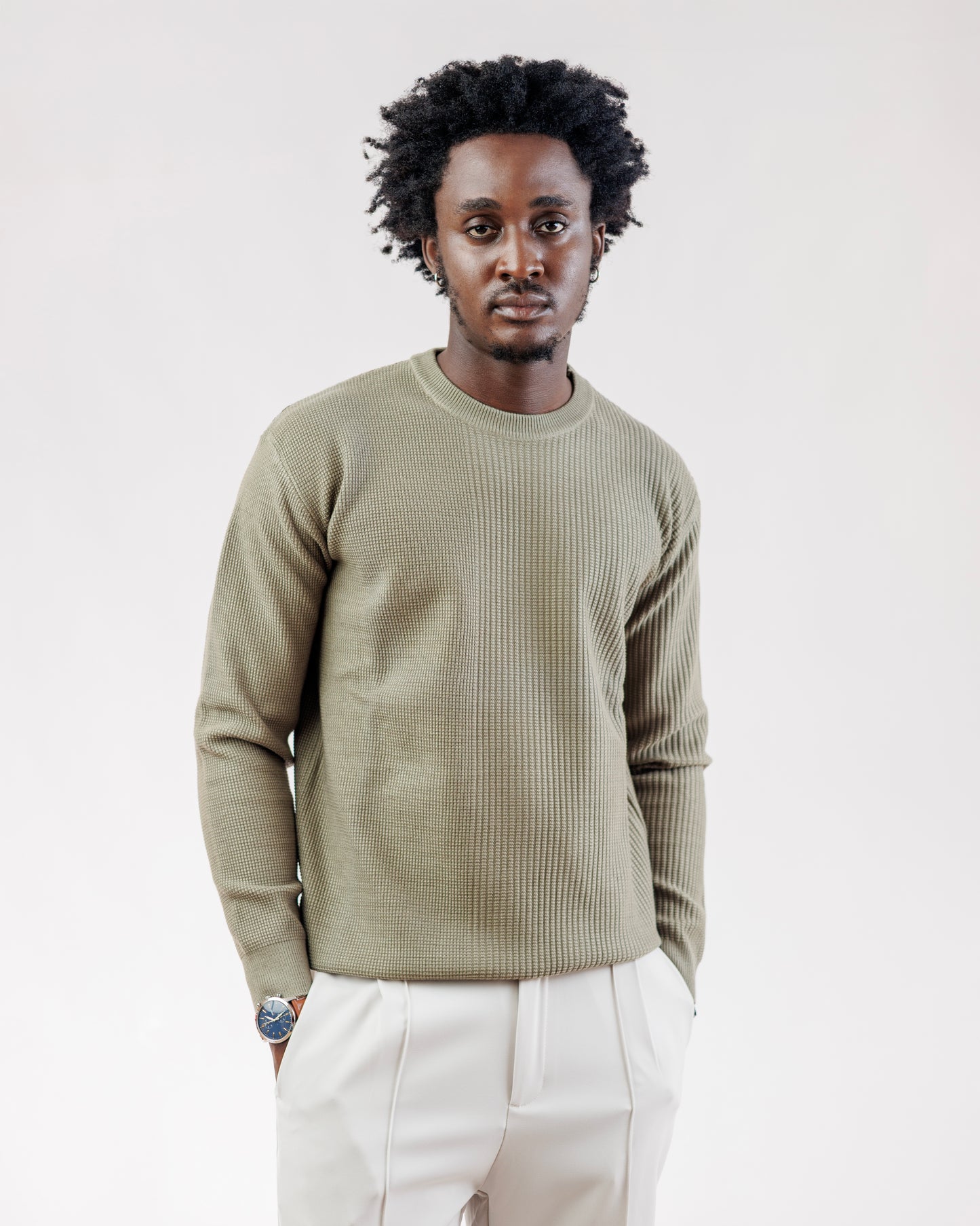 Ood Ridge Knit Sweater in Olive