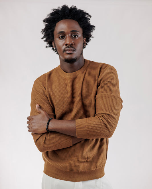 Ood Ridge Knit Sweater in Brown