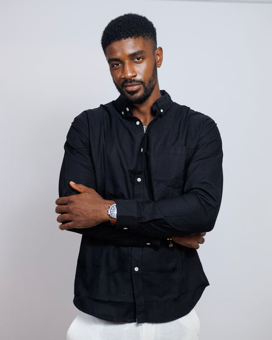 Classic Oxford Collar Shirt in Black