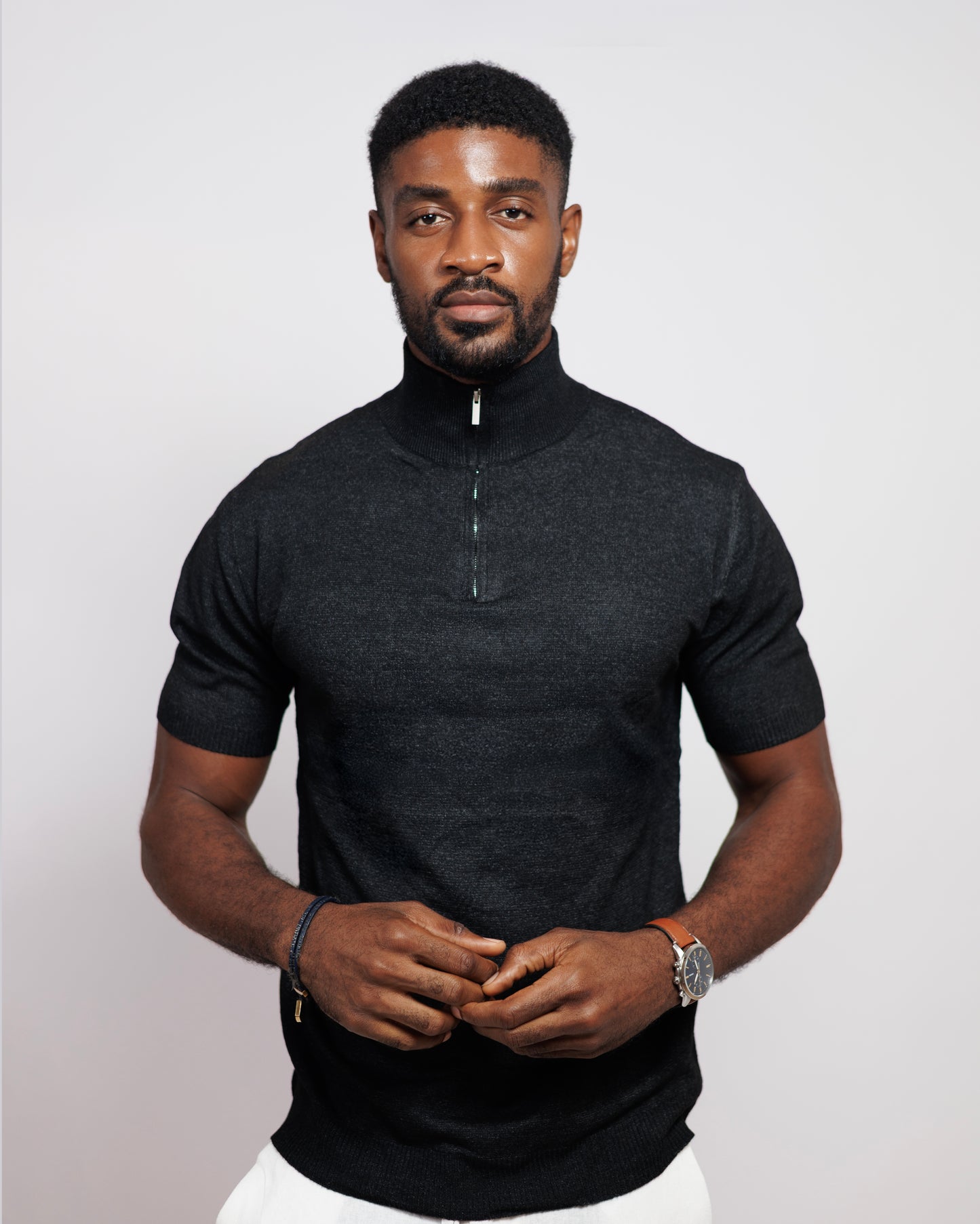 OOD Half Zip Polo Shirt in Black