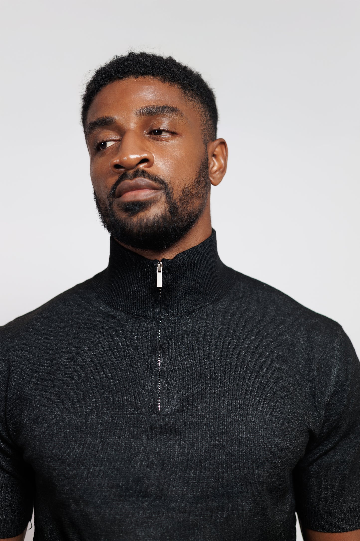 OOD Half Zip Polo Shirt in Black