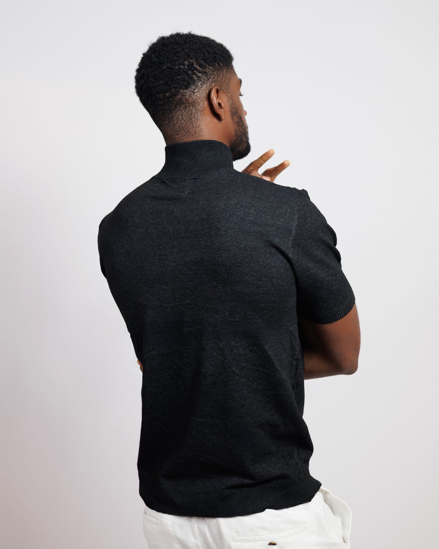 OOD Half Zip Polo Shirt in Black
