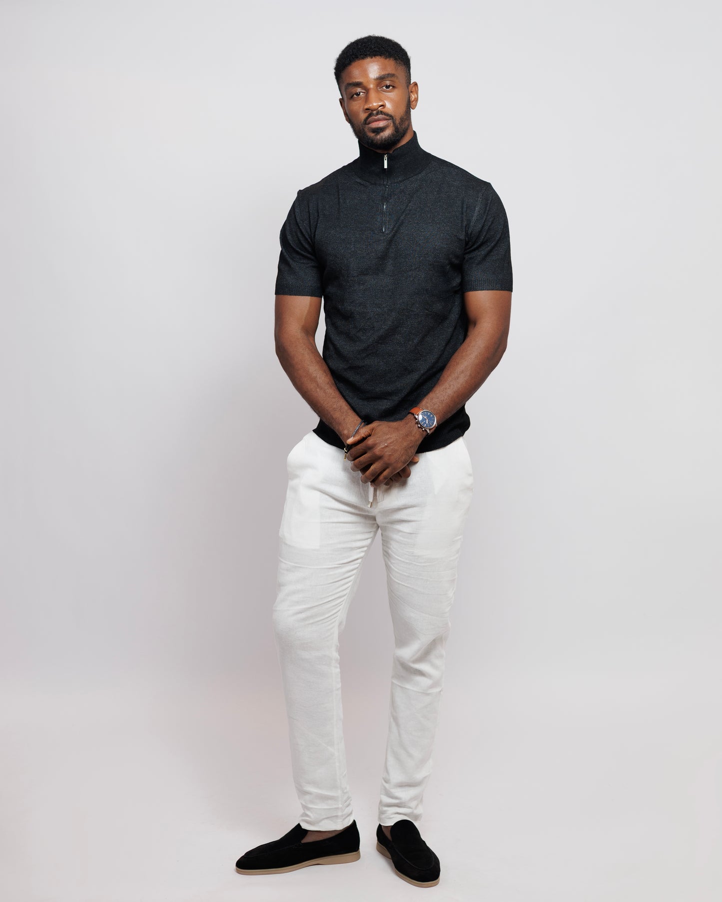 OOD Half Zip Polo Shirt in Black