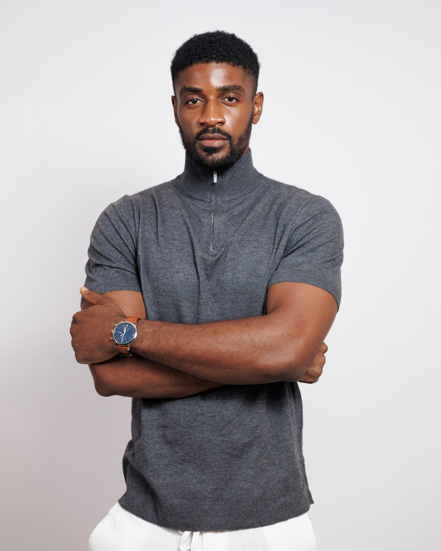 OOD Half Zip Polo Shirt in Charcoal Grey