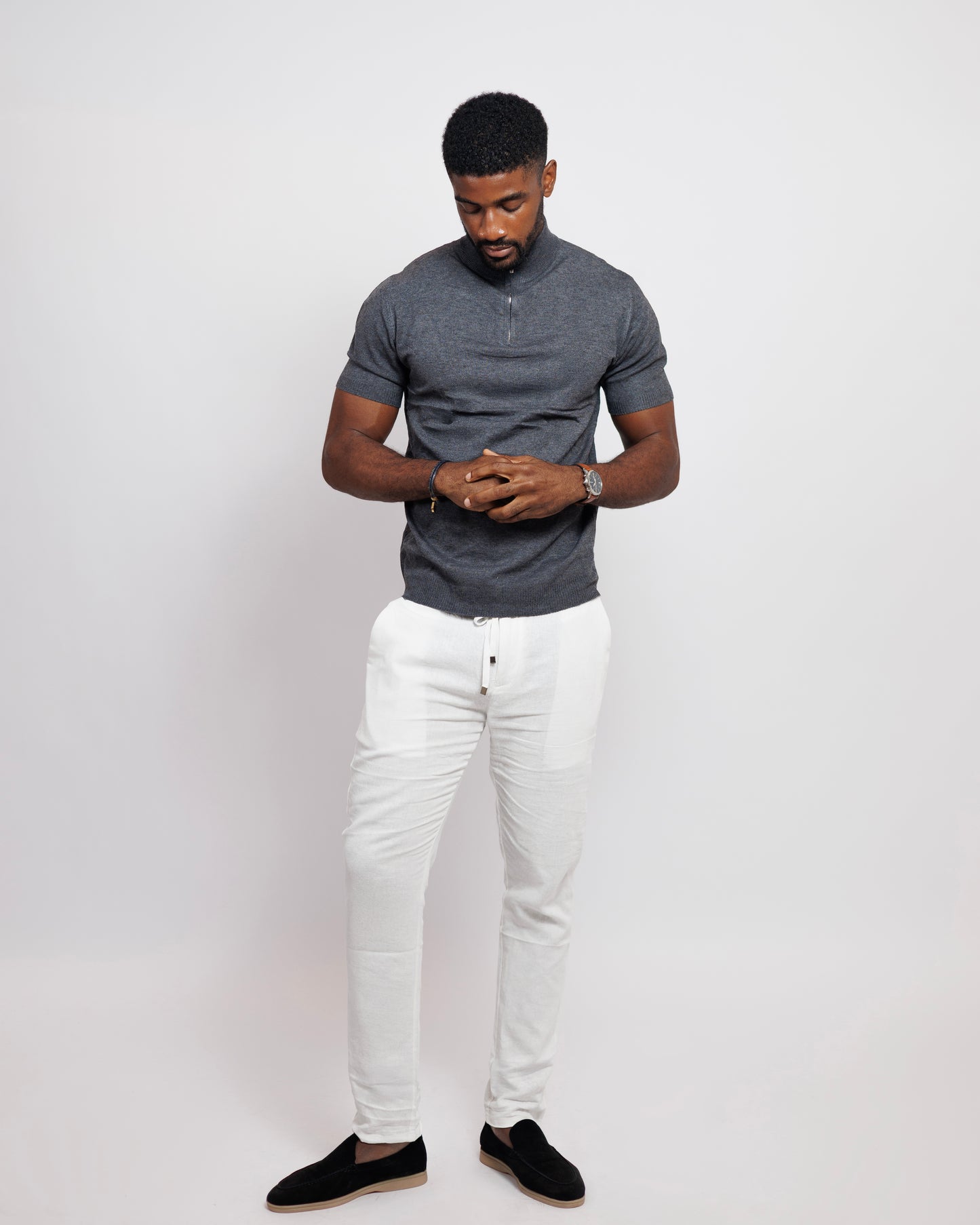 OOD Half Zip Polo Shirt in Charcoal Grey