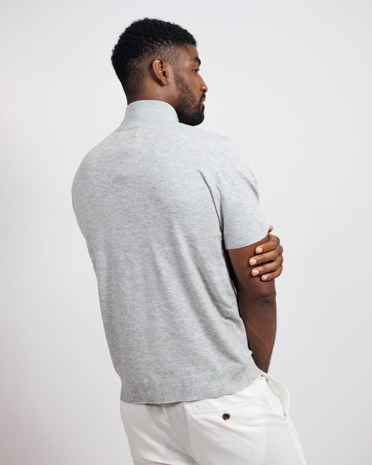 OOD Half Zip Polo Shirt in Silver Grey