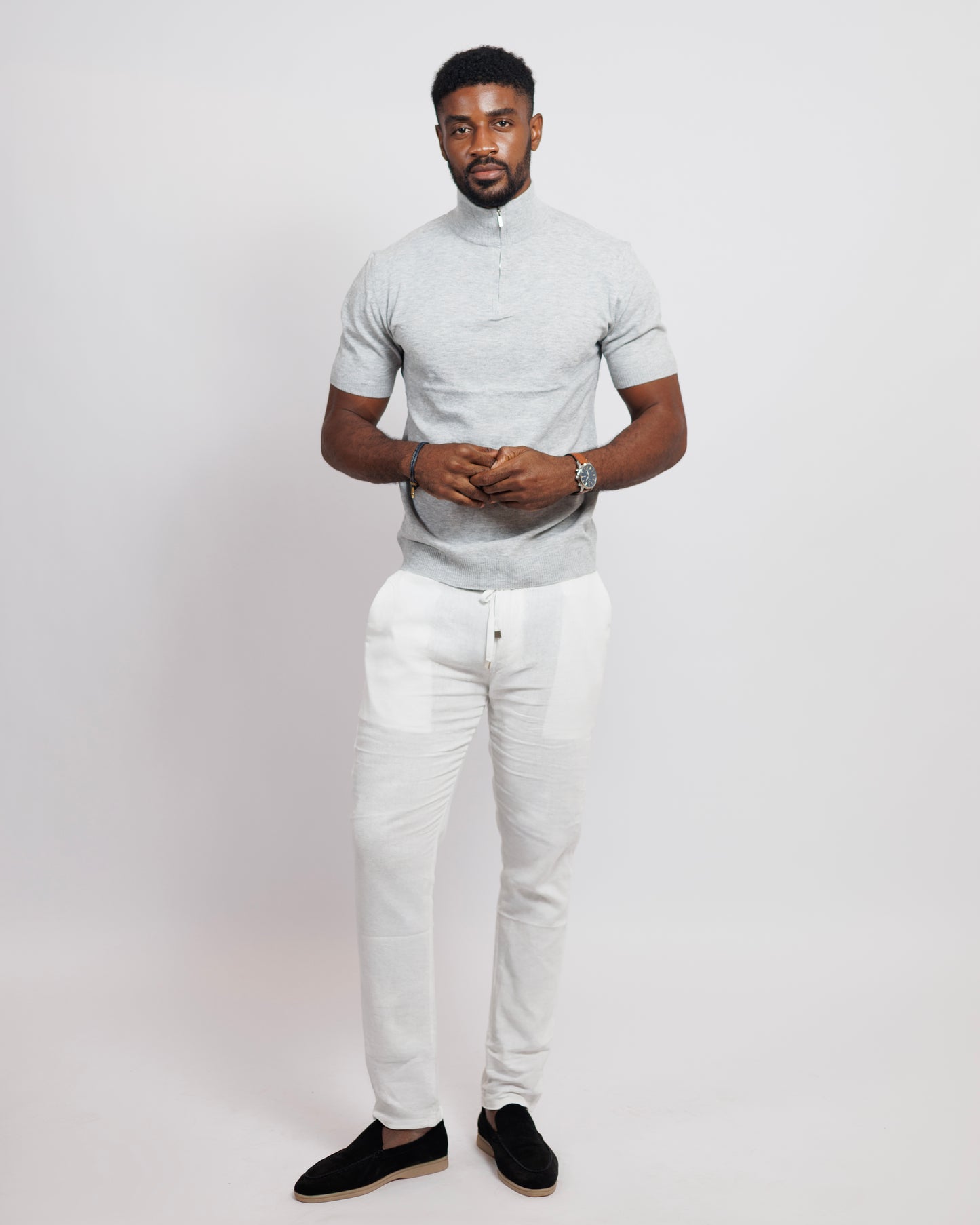 OOD Straight Cut Linen Trousers in White