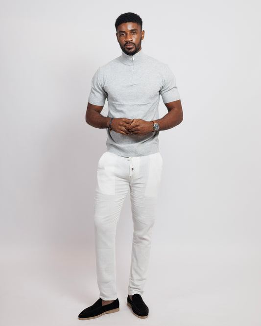 OOD Half Zip Polo Shirt in Silver Grey