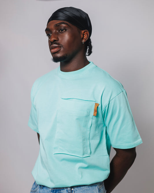 Old Eagle Relaxed Utility Pocket Tee in Glacier Blue