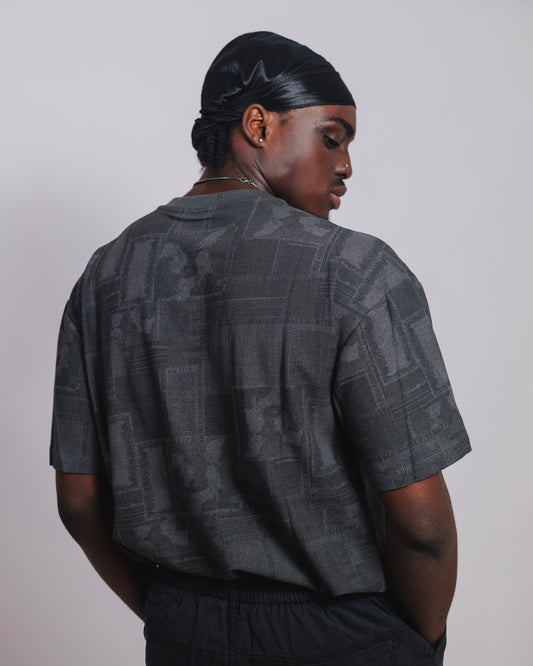 KP Jacquard Tee in Charcoal Grey