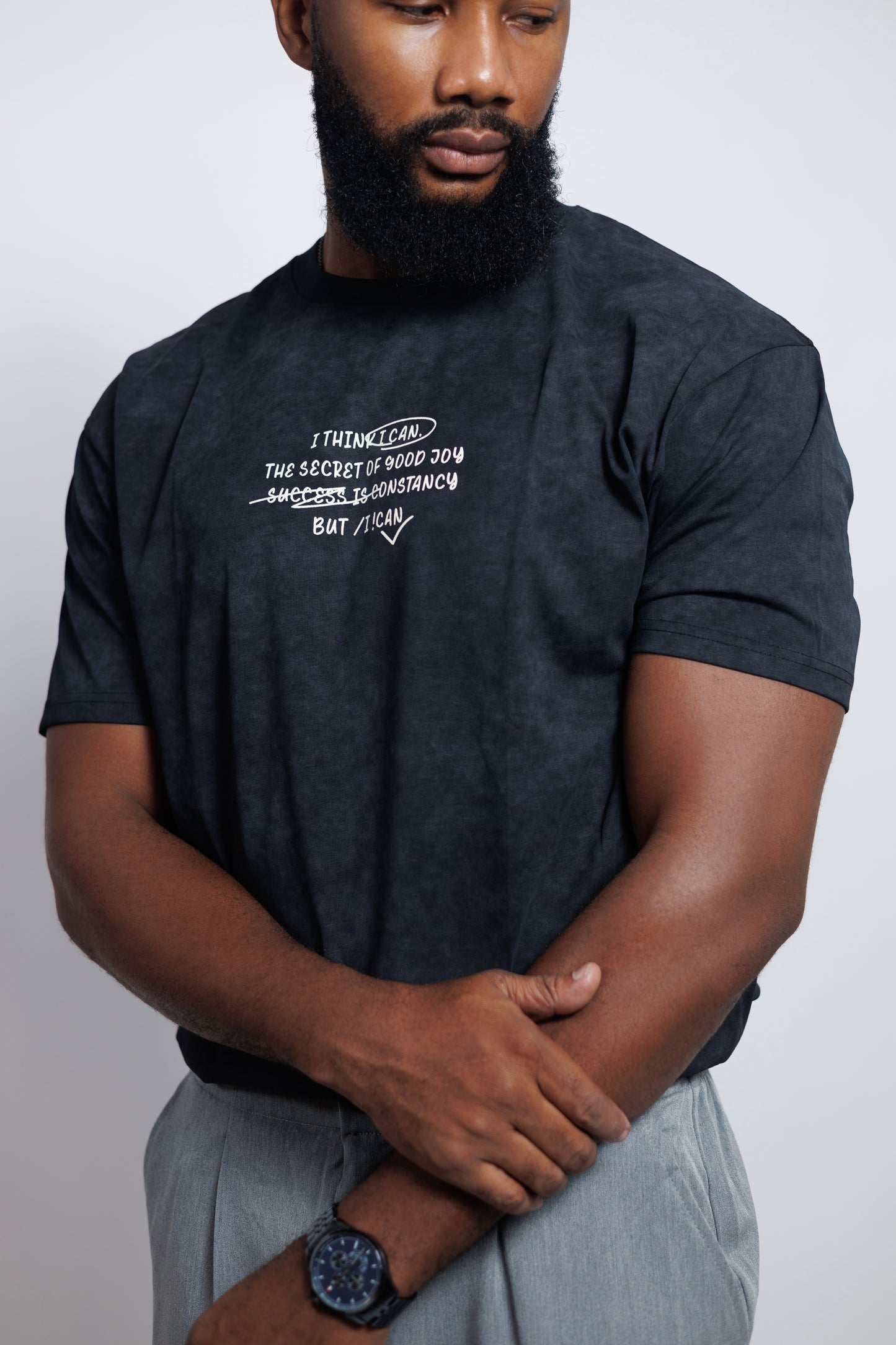 OOD Washed Slogan Tee in Black